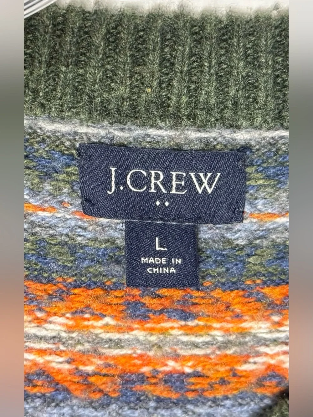 J.Crew Men’s Fair Isle Lambswool Blend Sweater Size L